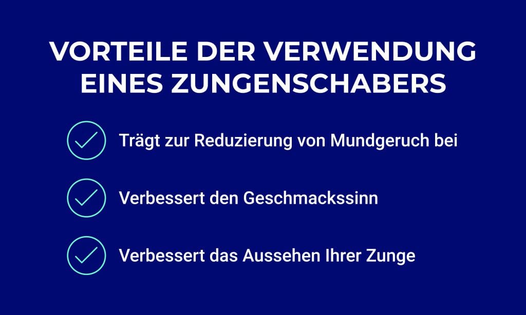 Benefits-tongue-scraping-DE Hauptvorteile der Verwendung eines Zungenschabers: Trägt zur Reduzierung von Mundgeruch bei, verbessert den Geschmackssinn und verbessert das Aussehen Ihrer Zunge