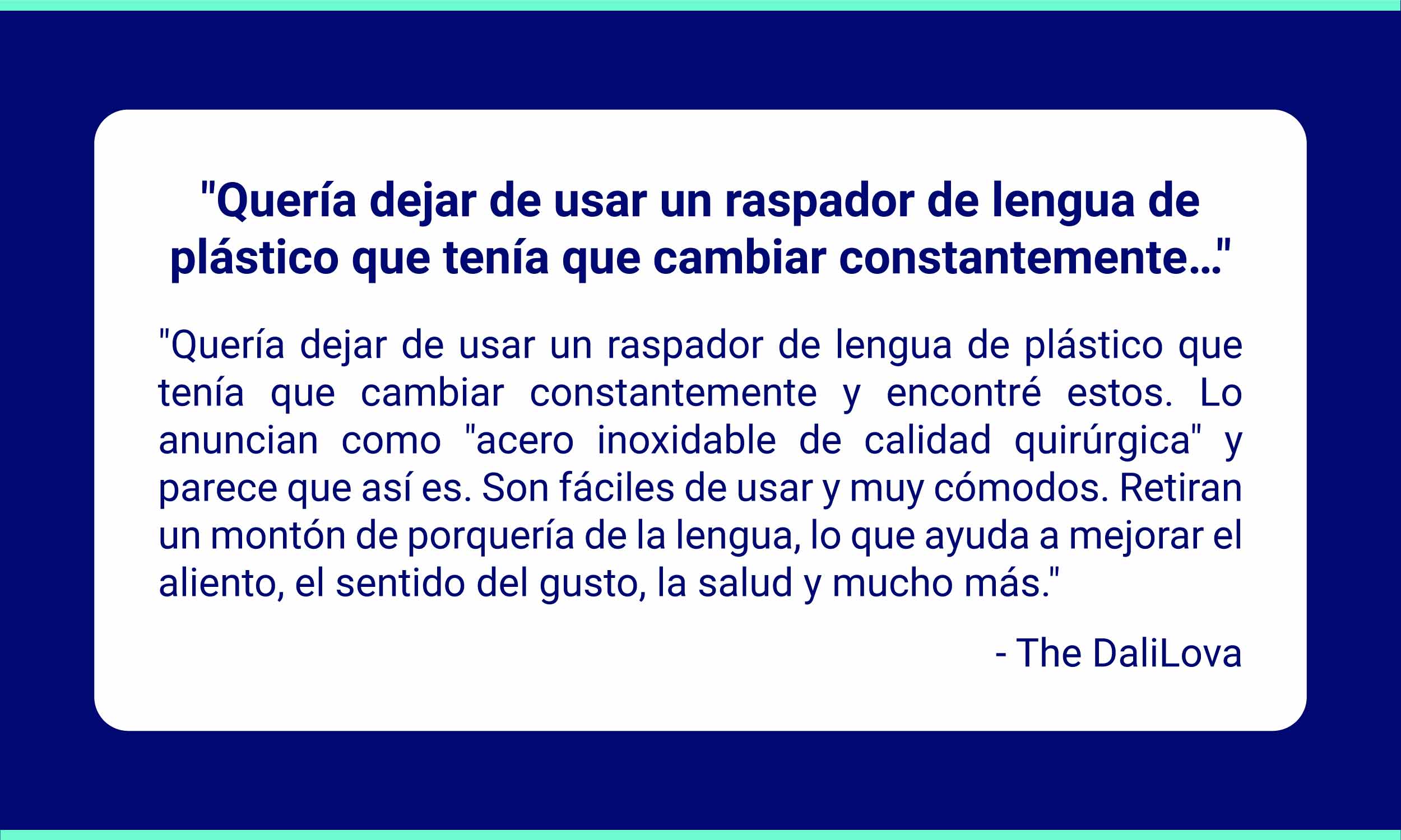 240920 ORAVIX Blog OH BestTS Testimonials ES 002 reseña de un cliente de Amazon sobre el raspador de lengua Oravix: pasar del raspador de lengua de plástico a uno de acero inoxidable